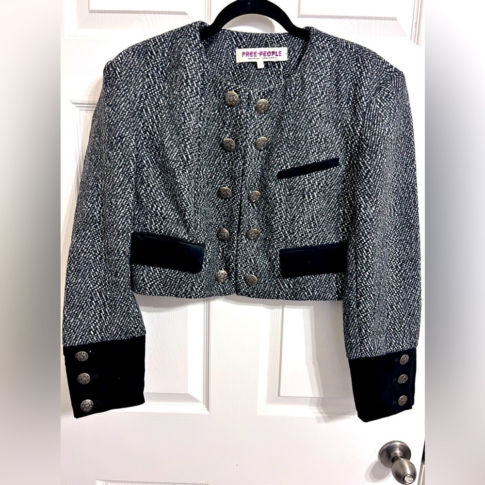 NWOT Free People, Emily Jacket, Small in Black/Gray - Picture 7 of 11